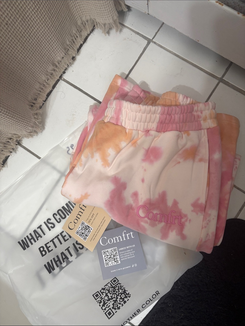 Comfrt Tie-Dye Pink & Peach Jogger Bottoms
